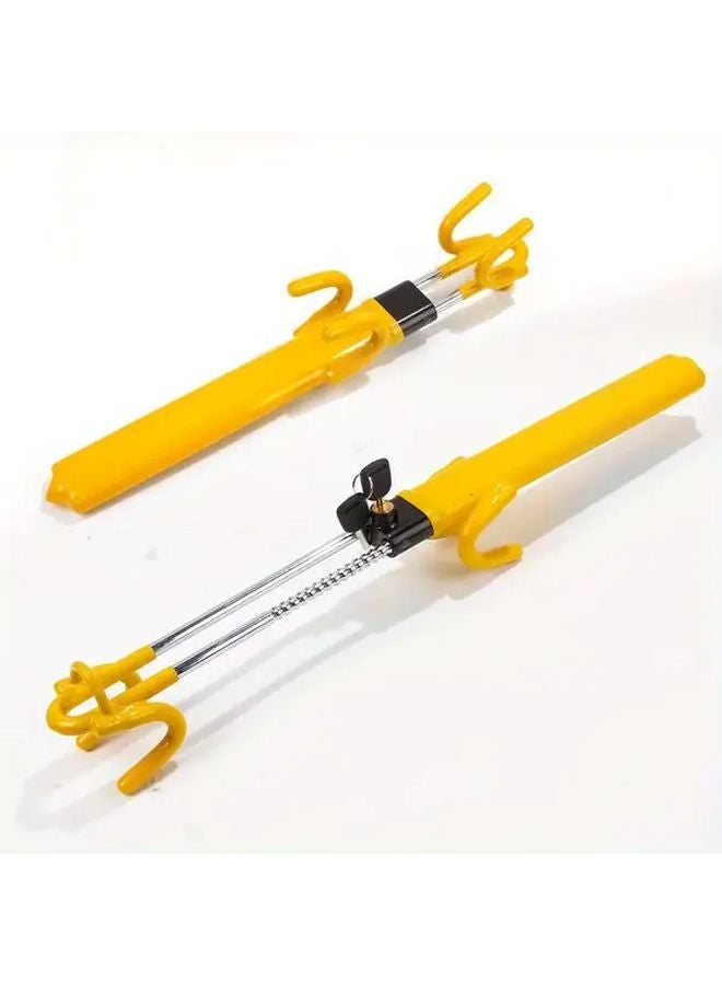 Yellow Adjustable Telescopic U Shaped Steering Wheel Lock with Double Hooks Anti Theft Car Security Lock Durable Steel - Image 5